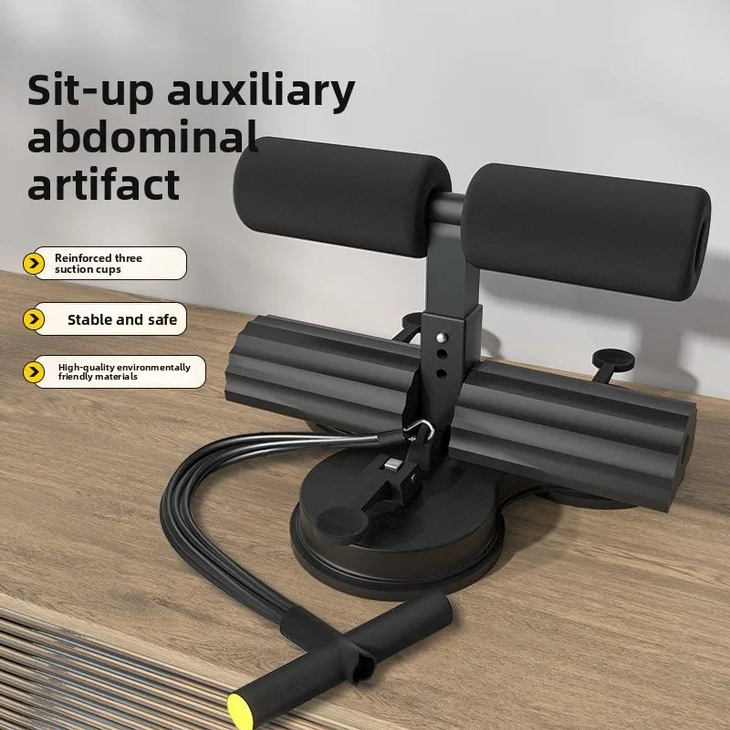 New Type of Sit-up Assistant, Three-suction Cup, Double-bar with Tension Rope, Mobile Phone Stand, Abdominal Curl Device