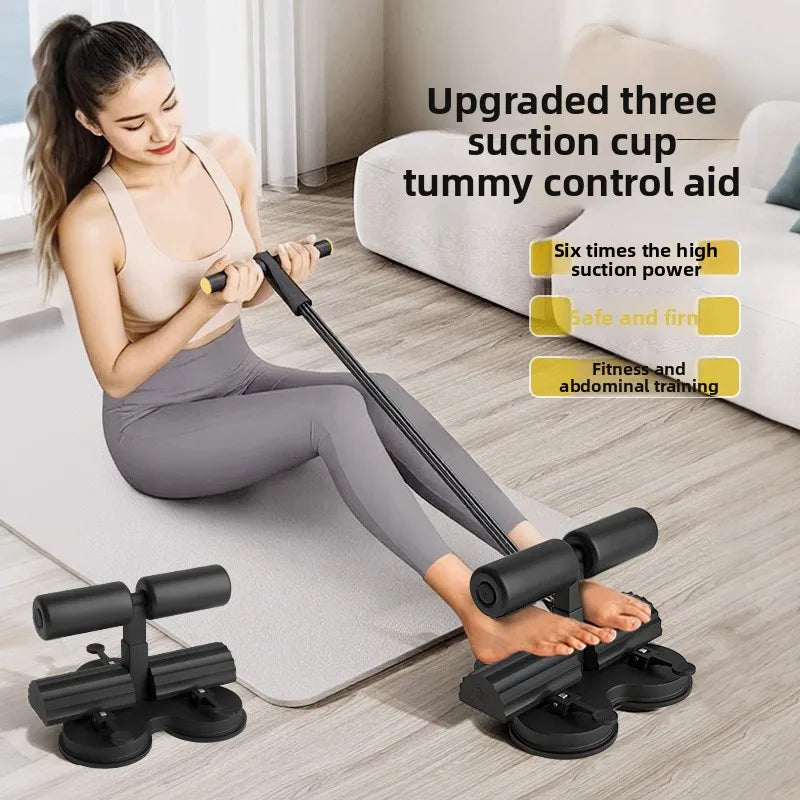 New Type of Sit-up Assistant, Three-suction Cup, Double-bar with Tension Rope, Mobile Phone Stand, Abdominal Curl Device