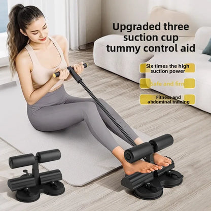 New Type of Sit-up Assistant, Three-suction Cup, Double-bar with Tension Rope, Mobile Phone Stand, Abdominal Curl Device