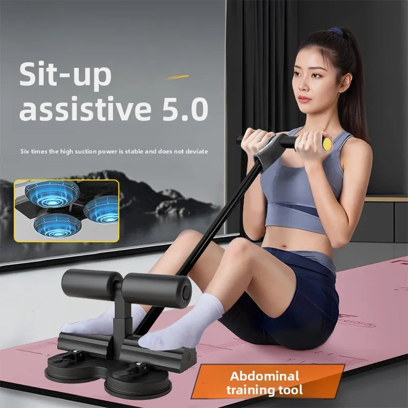 New Type of Sit-up Assistant, Three-suction Cup, Double-bar with Tension Rope, Mobile Phone Stand, Abdominal Curl Device